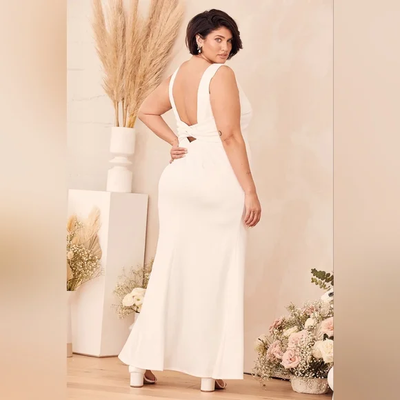 Love In Your Eyes Ivory Knotted Mermaid Maxi Dress - Picture 5 of 9